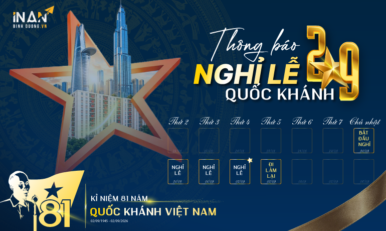 THÔNG BÁO LỊCH NGHỈ LỄ 02/09/2026